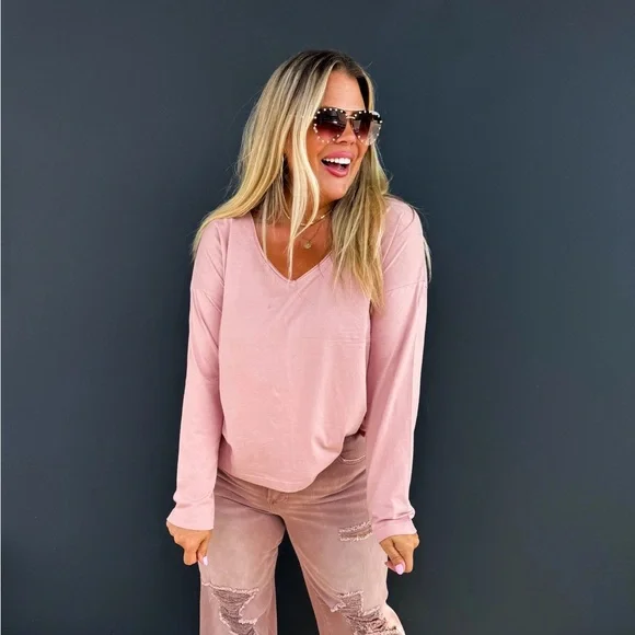 Parker Basic Washed Long Sleeve Tee In Charcoal | LG/XL - Picture 7 of 8